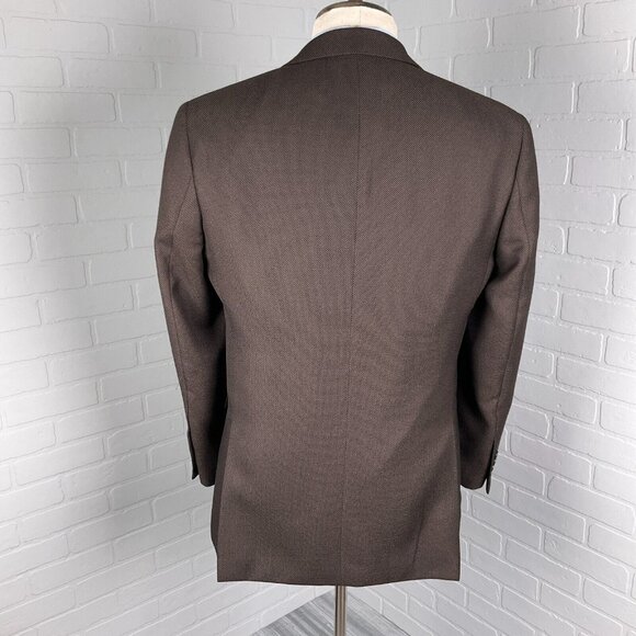 Pronto Uomo Blazer Men 38R Brown Classic Career‎ Polyblend Double Vent Jacket - Picture 4 of 15